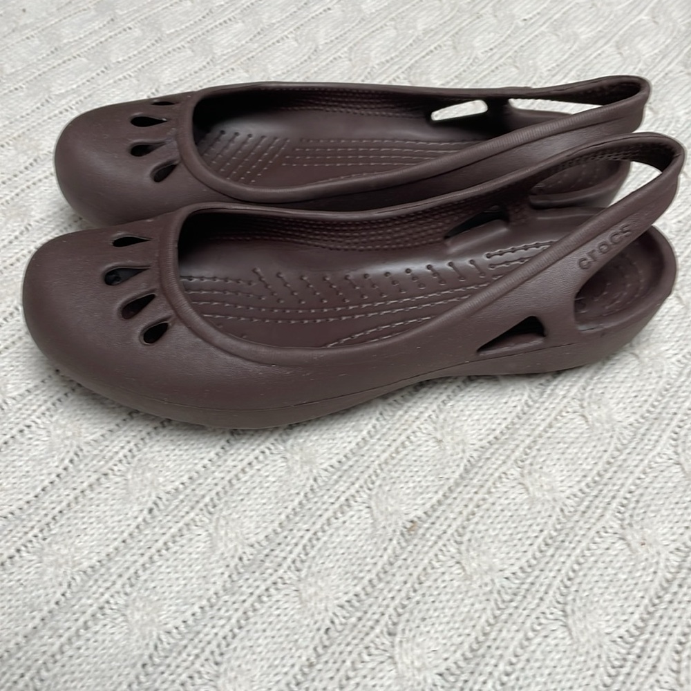 Women’s sz 8 Crocs Brown Malindi Ballet Slip-ons Slingback Flat Shoes Chocolate - Picture 9 of 10